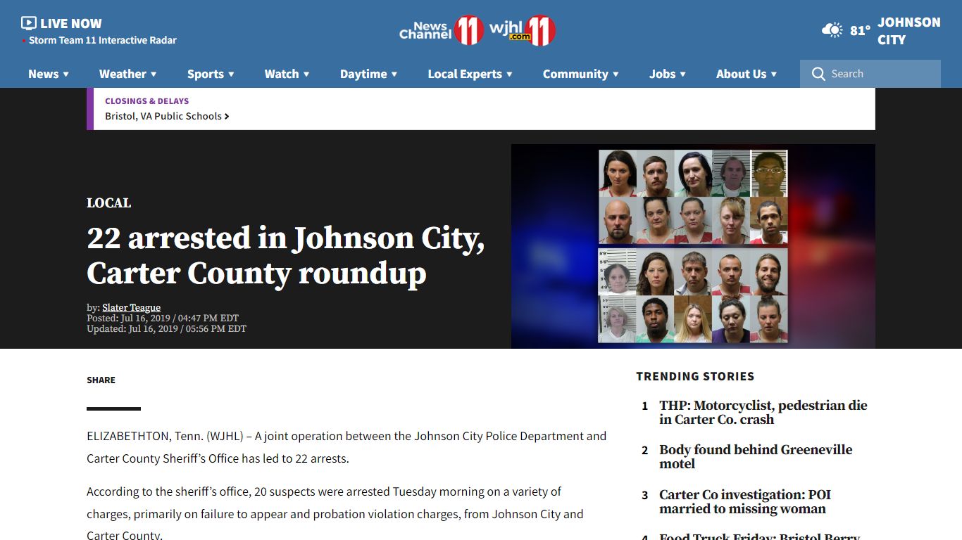 22 arrested in Johnson City, Carter County roundup - WJHL